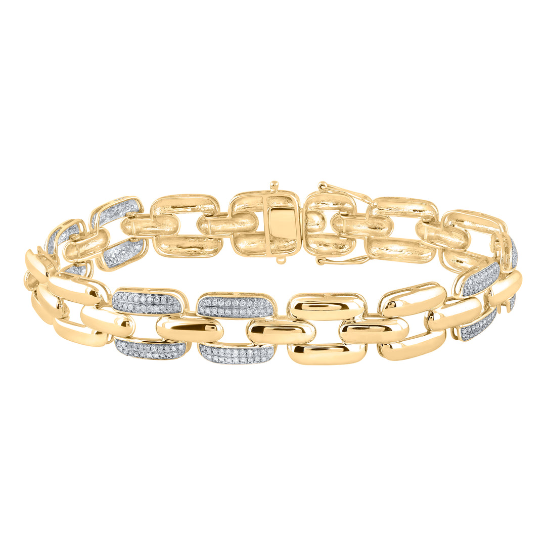 10k Yellow Gold Round Diamond Link Bracelet 1 ctw
