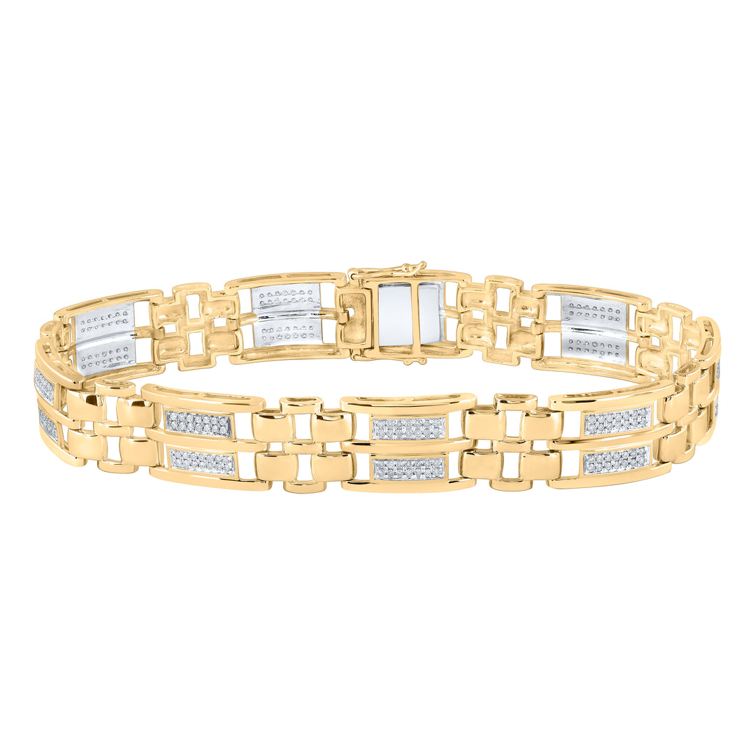 10k Yellow Gold Round Diamond Link Bracelet 1 ctw
