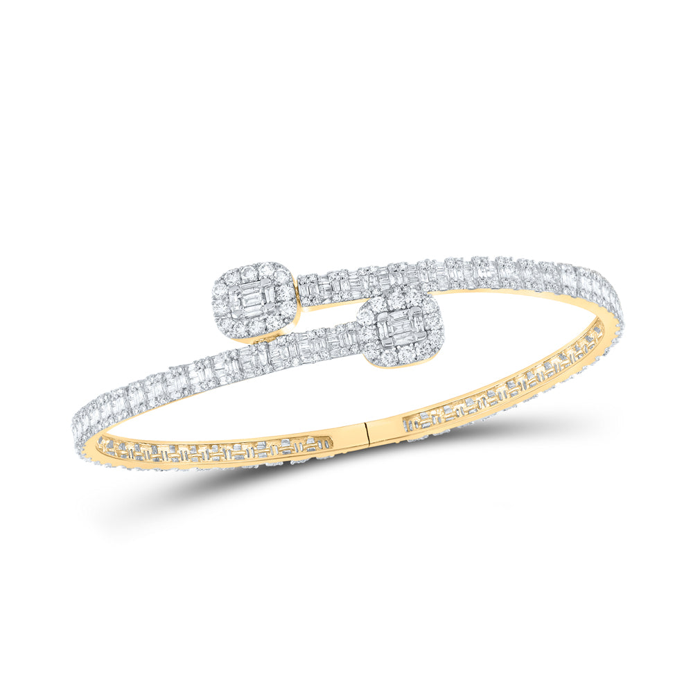 14kt Yellow Gold Men's Baguette Diamond Bangle 4-1/4 ctw
