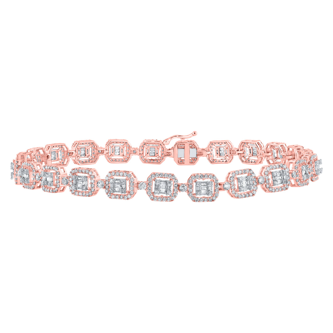 14kt Rose Gold Men's Diamond Bracelet 4 ctw