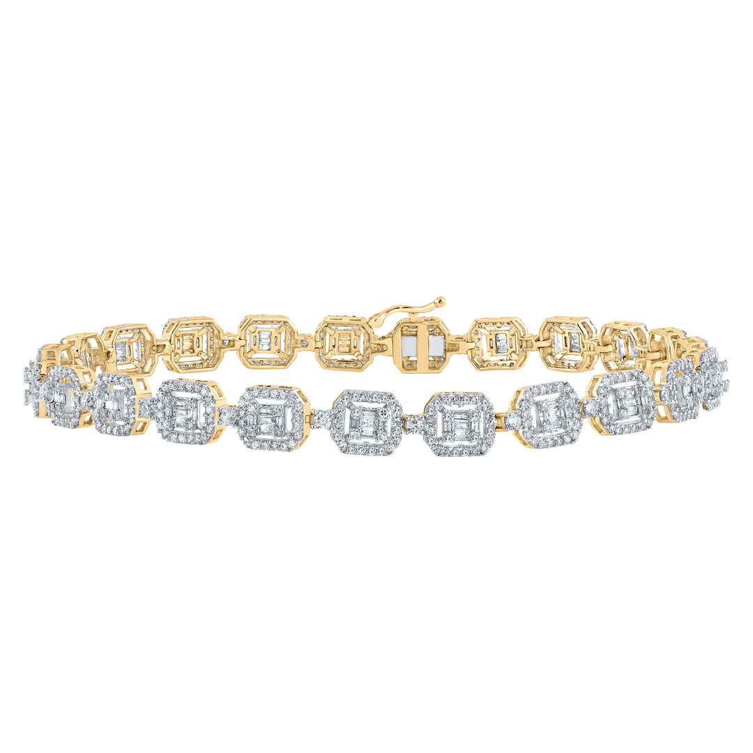 14kt Yellow Gold Men's Baguette Diamond Bracelet 4 ctw