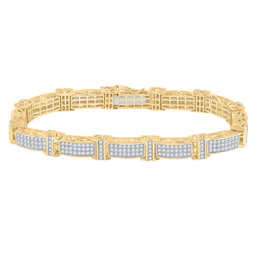 14kt Yellow Gold Men's Diamond Bracelet 5-3/4 ctw