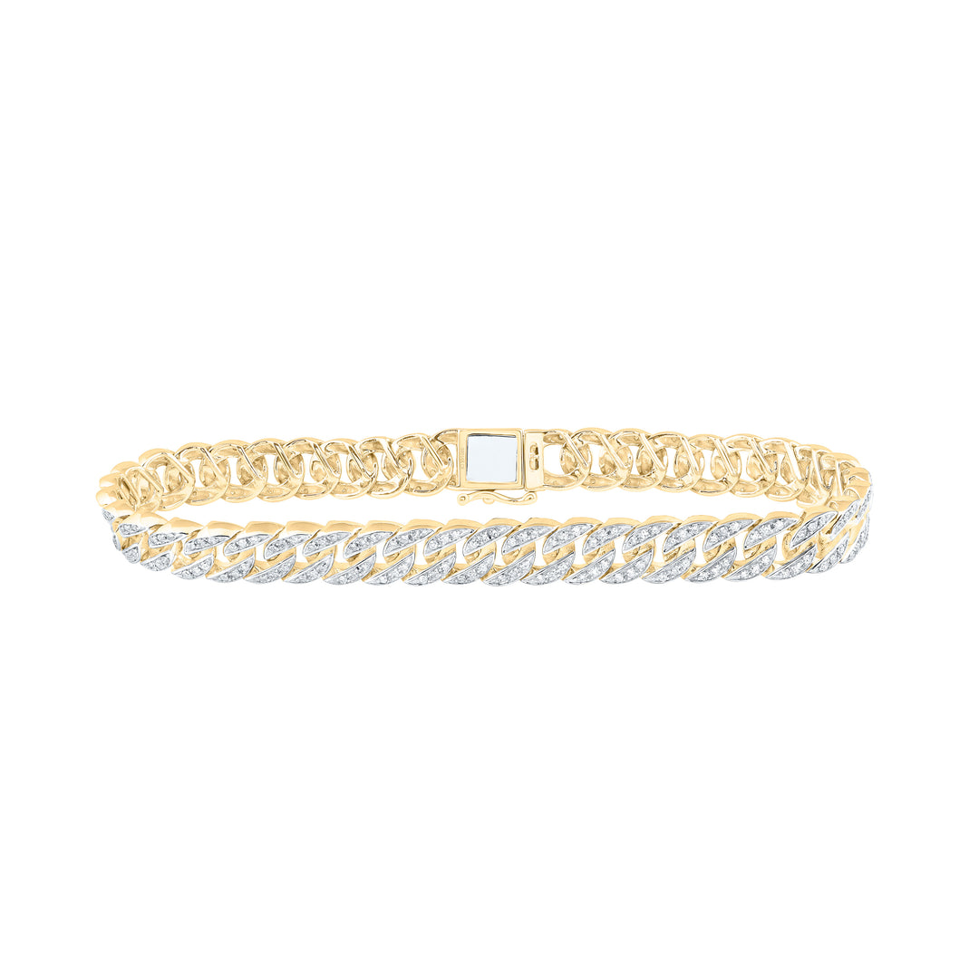 14kt Yellow Gold Men's Diamond Bracelet 1-3/4 ctw