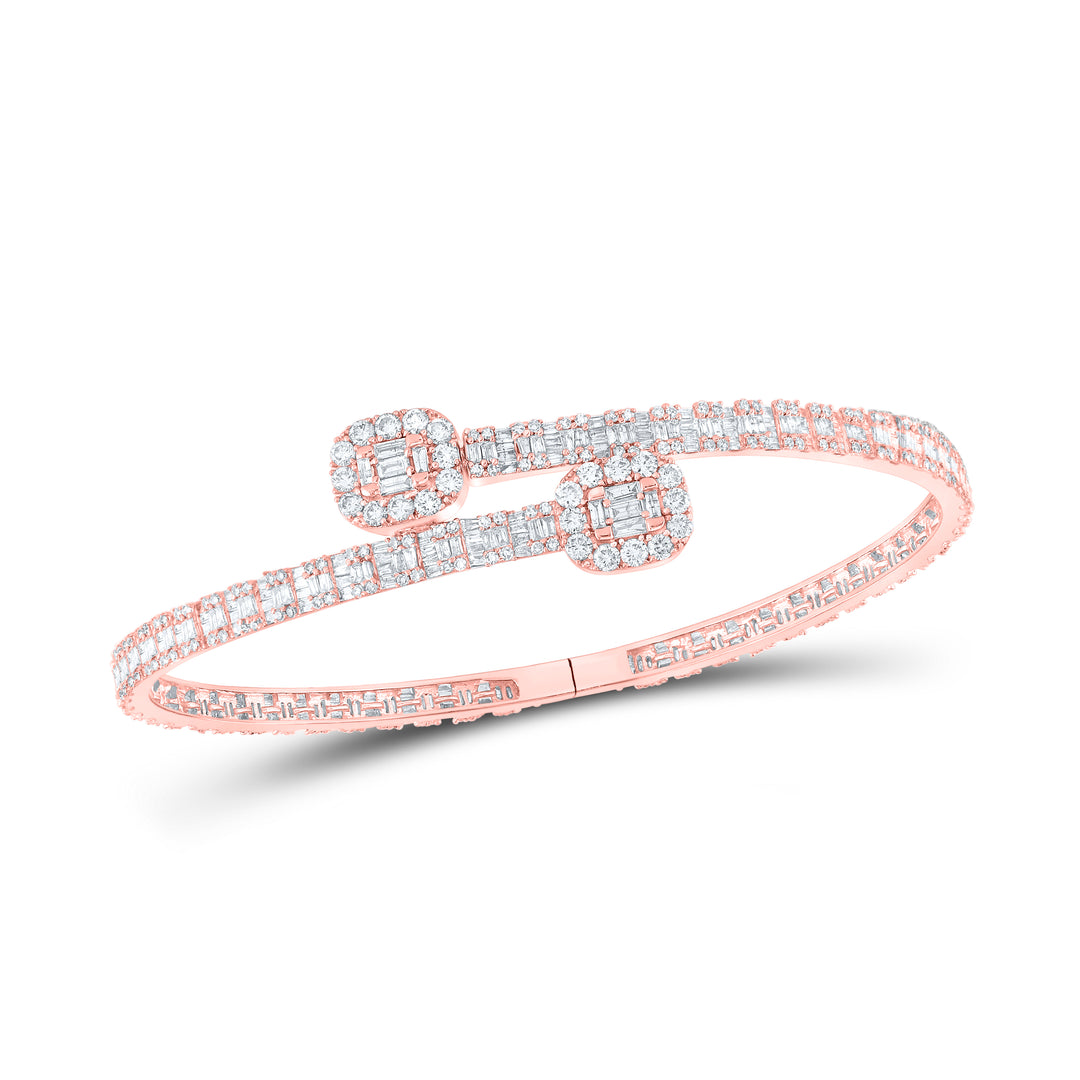 10kt Rose Gold Men's Baguette Diamond Bangle 4-1/4 ctw