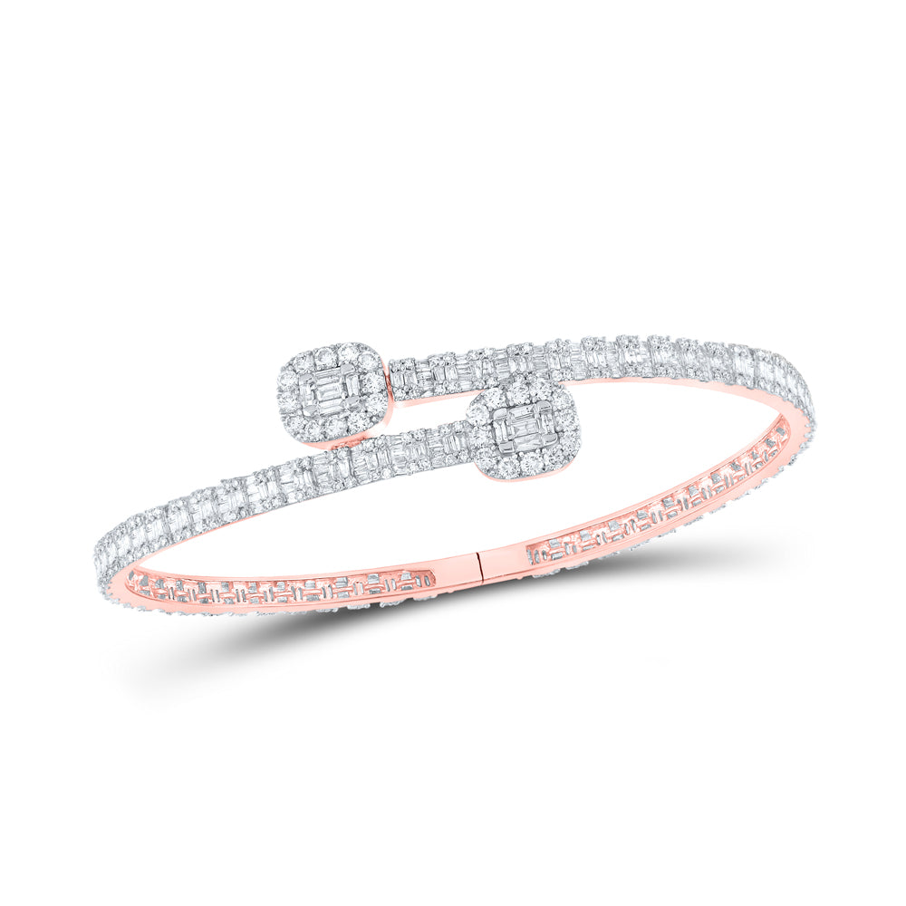 14kt Rose Gold Men's Baguette Diamond Bangle 4-1/4 ctw