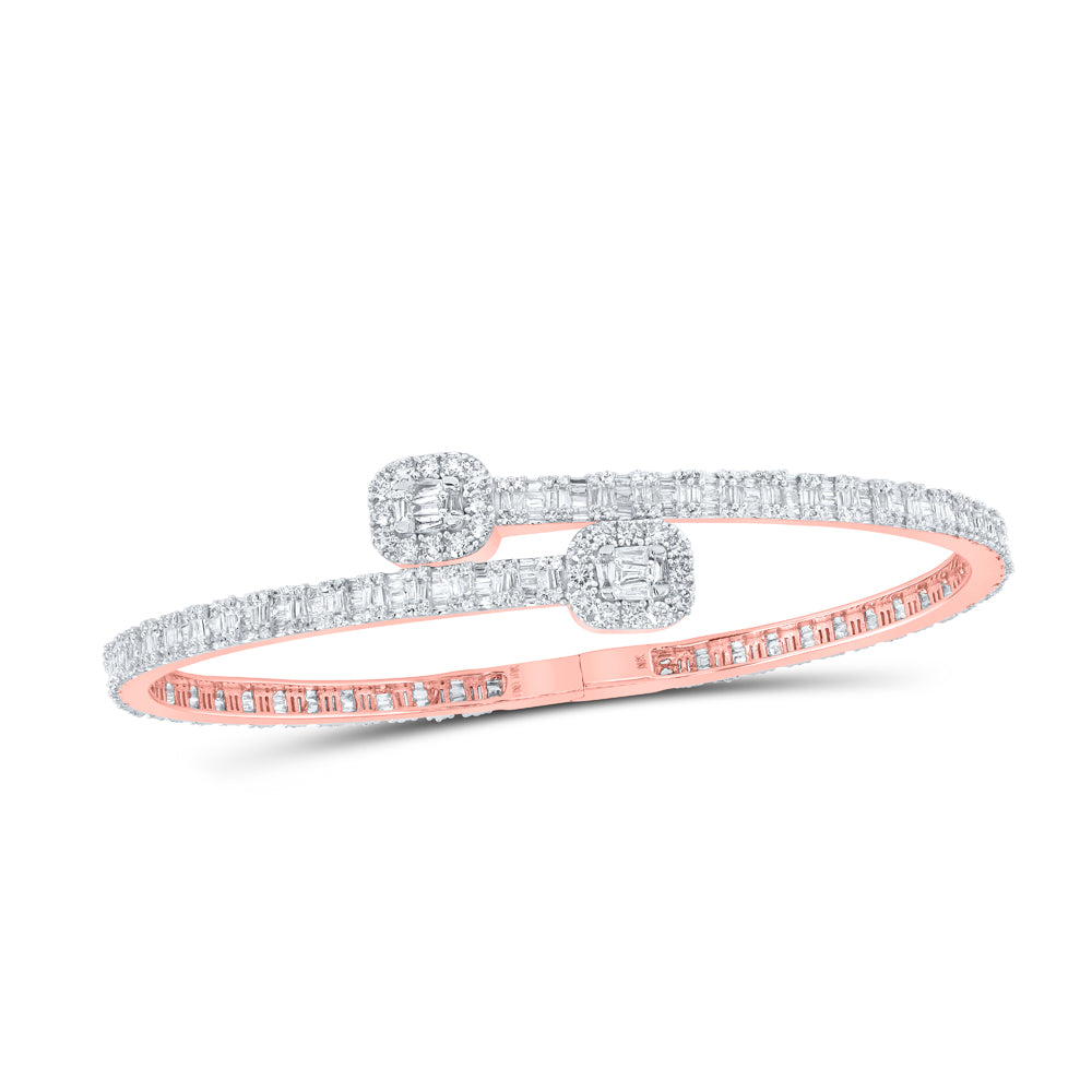 10kt Rose Gold Women's Diamond Bangle 3 ctw