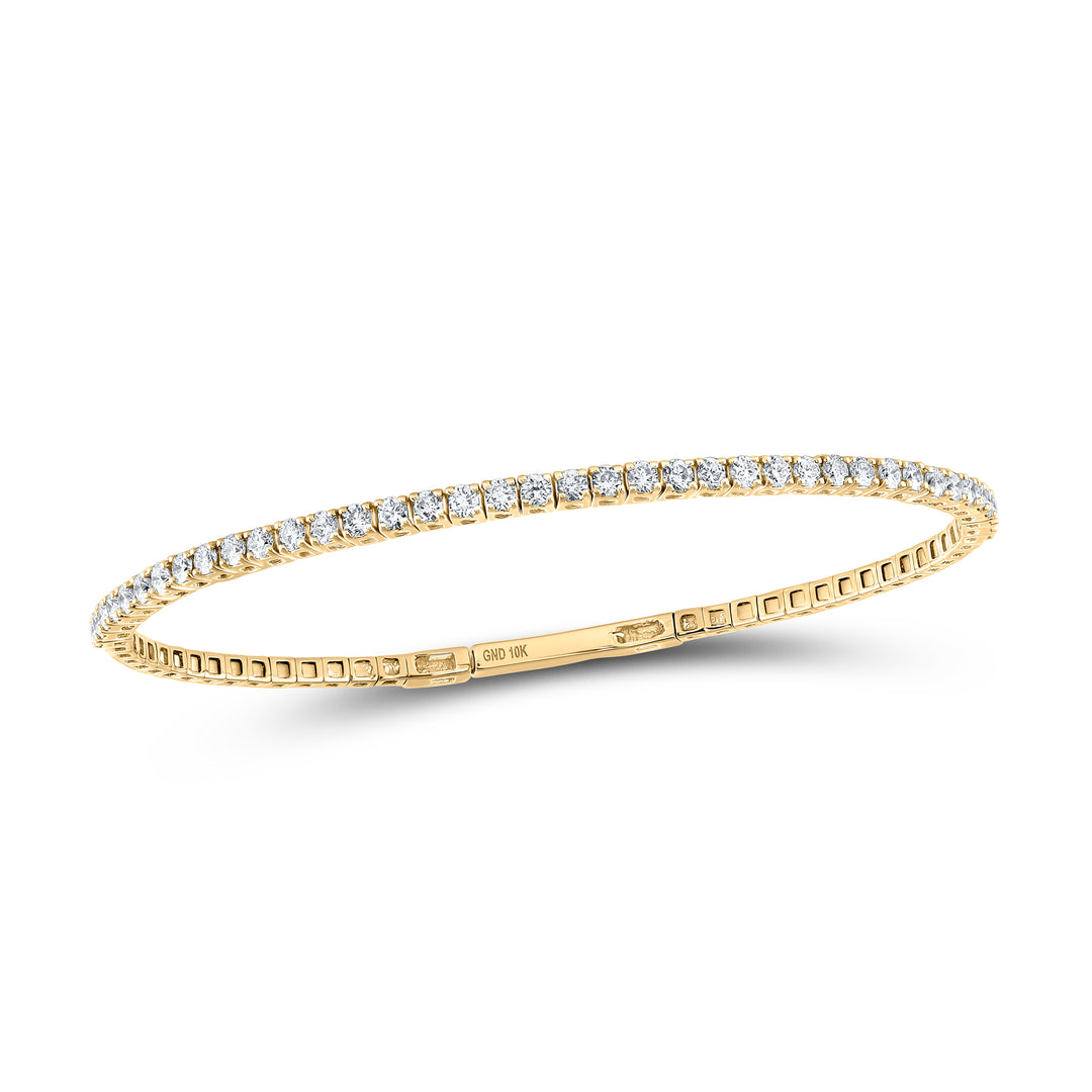10kt Yellow Gold Women's Diamond Tennis Bangle 1 ctw