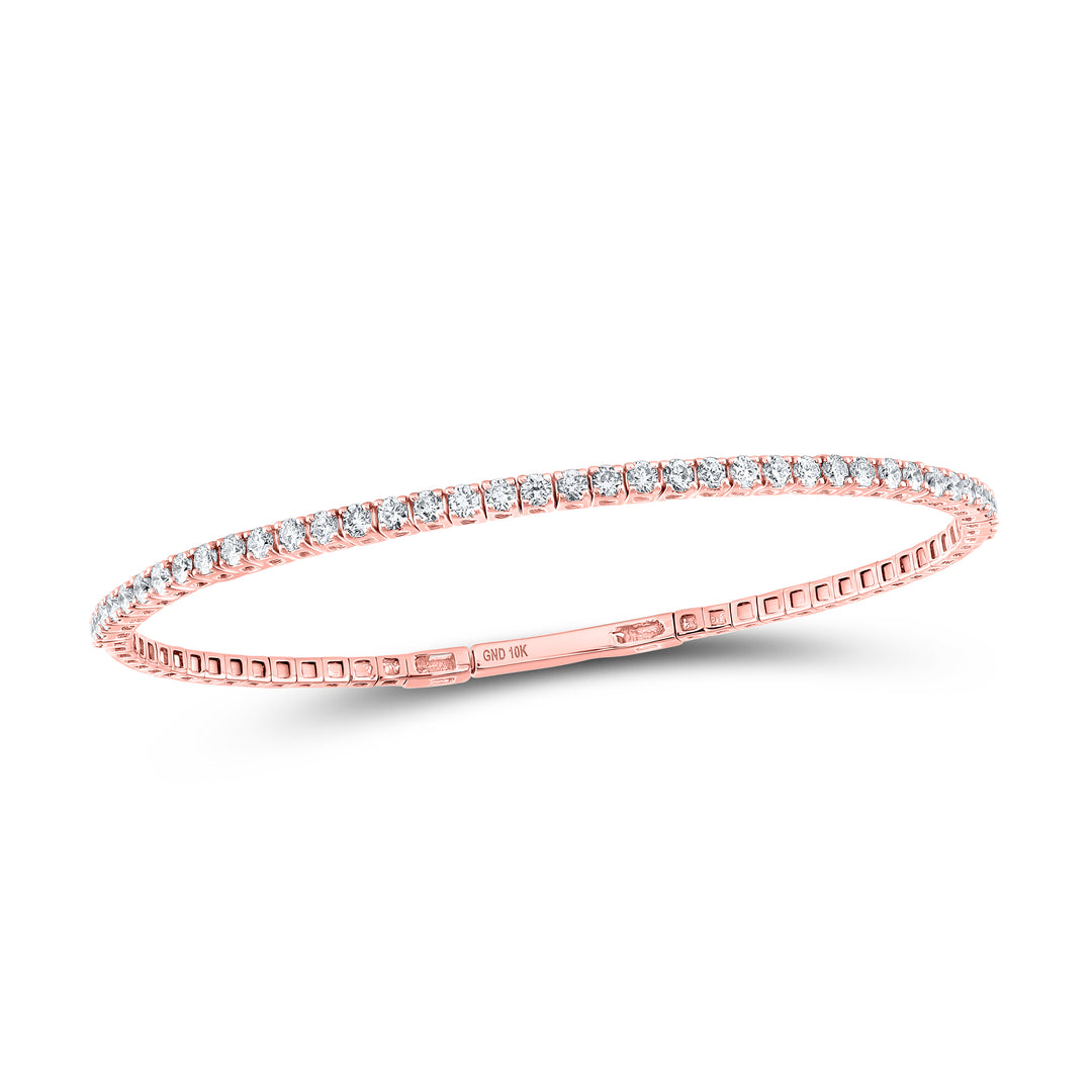 10kt Rose Gold Women's Diamond Tennis Bangle 1 ctw