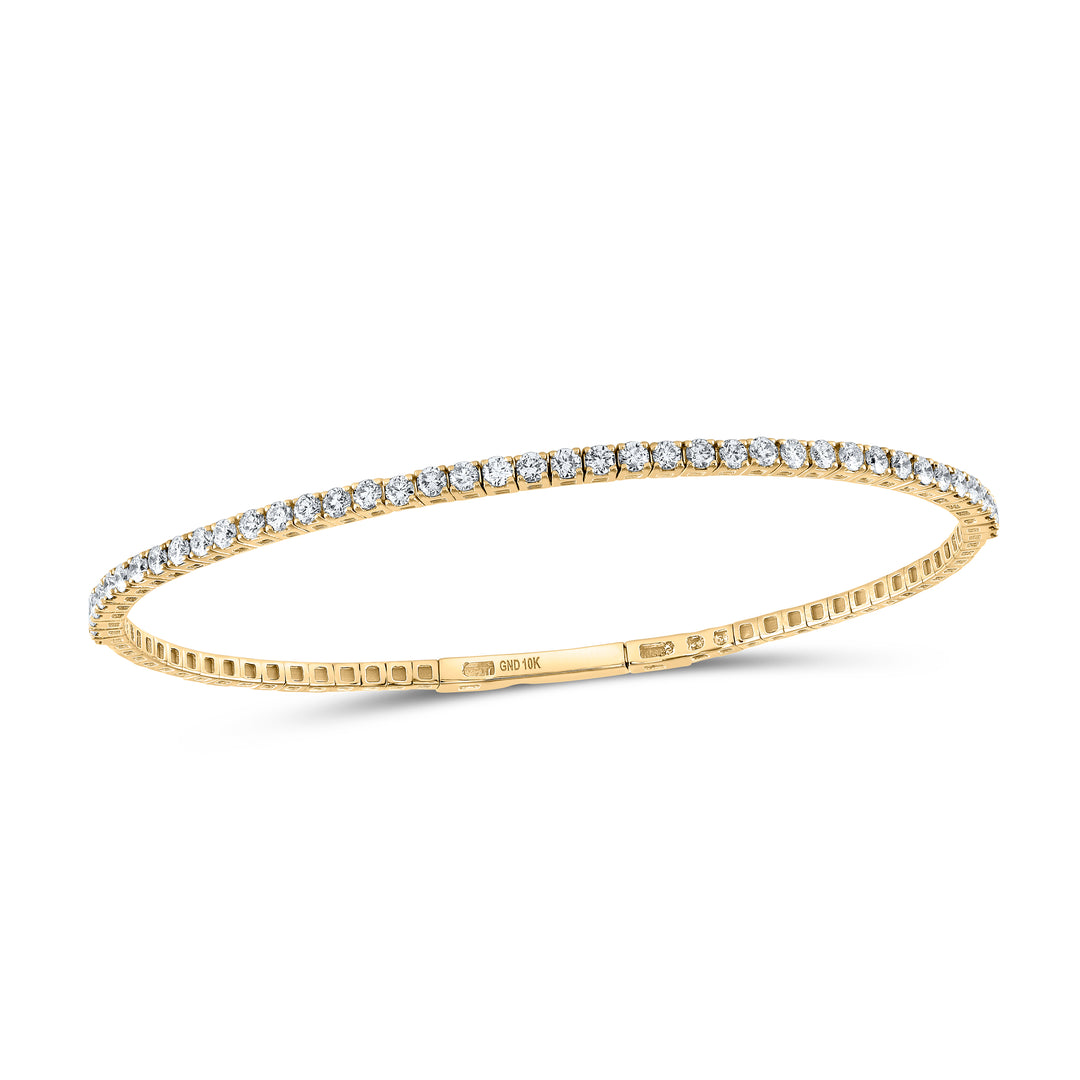 10kt Yellow Gold Women's Diamond Tennis Bangle 1-1/4 ctw