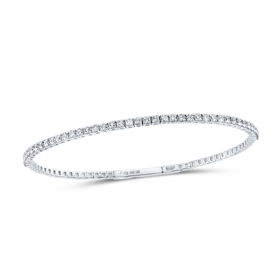 10kt White Gold Women's Diamond Tennis Bangle 1-1/4 ctw