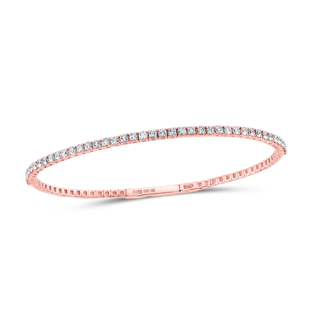 10kt Rose Gold Women's Diamond Tennis Bangle 1-1/4 ctw
