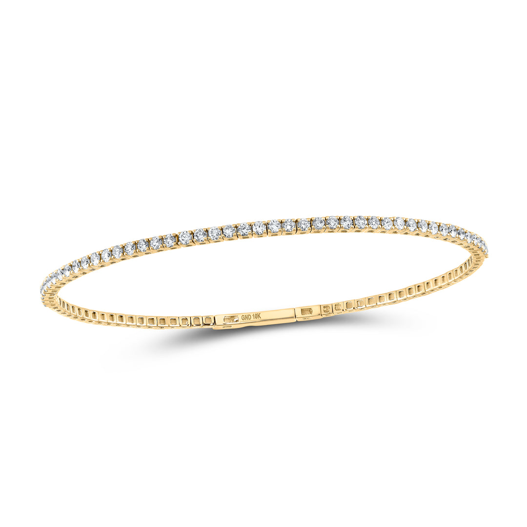 10kt Yellow Gold Women's Diamond Tennis Bangle 1-1/3 ctw