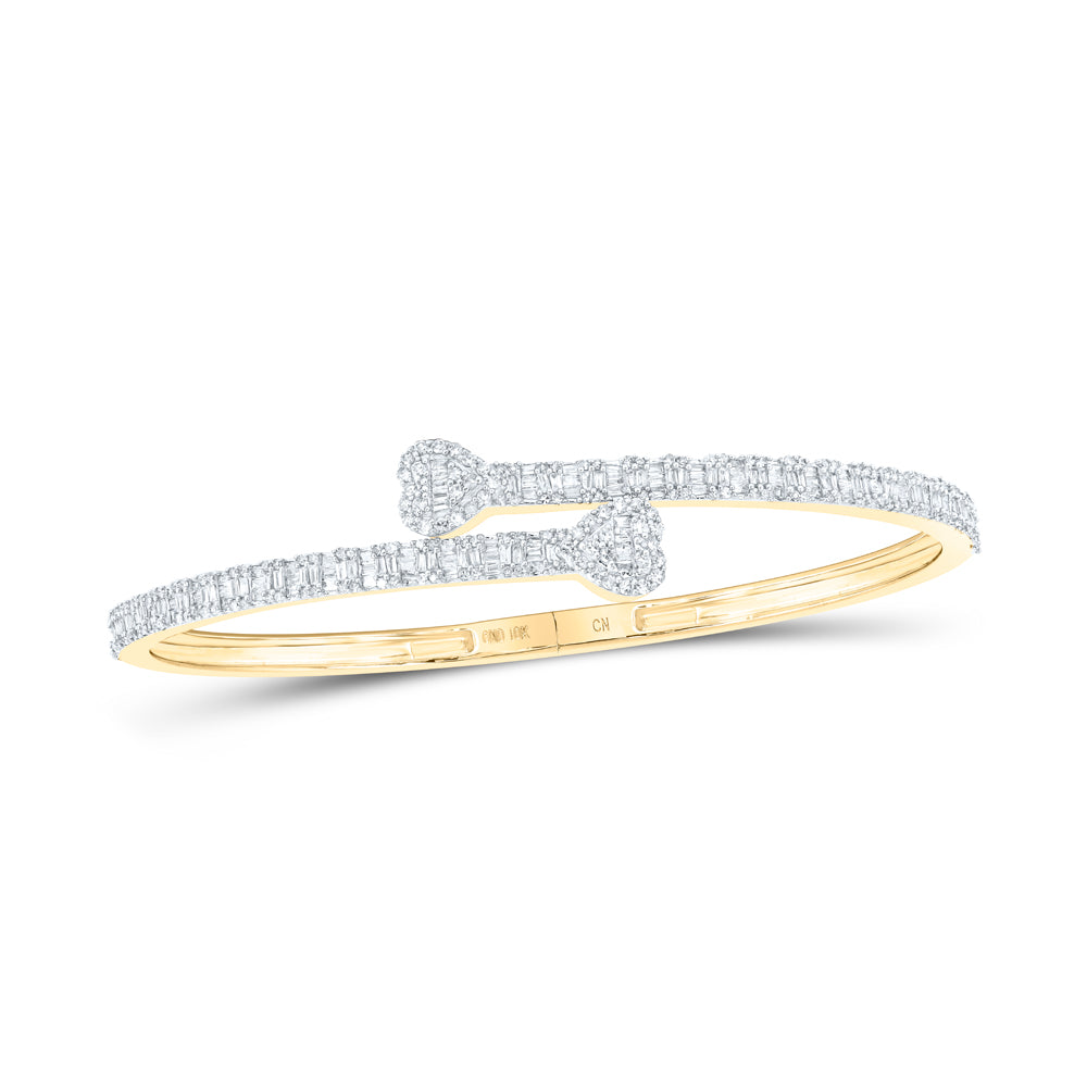 14kt Gold Diamond Heart Bangle 1-1/2 ctw