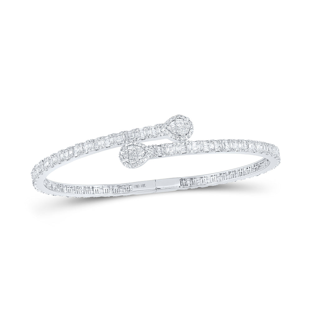 10kt White Gold Women's Baguette Diamond Bangle 2-5/8 ctw