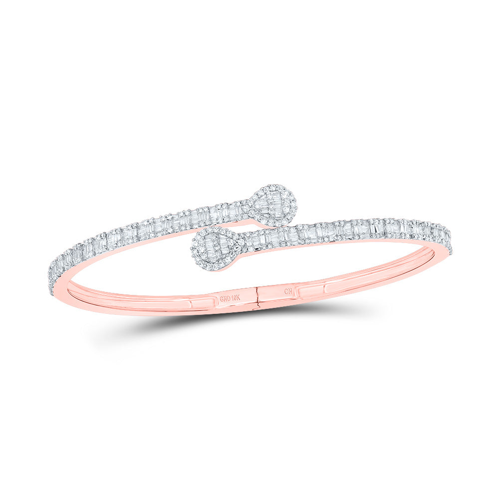 10kt Rose Gold Women's Diamond Bangle 1-5/8 ctw