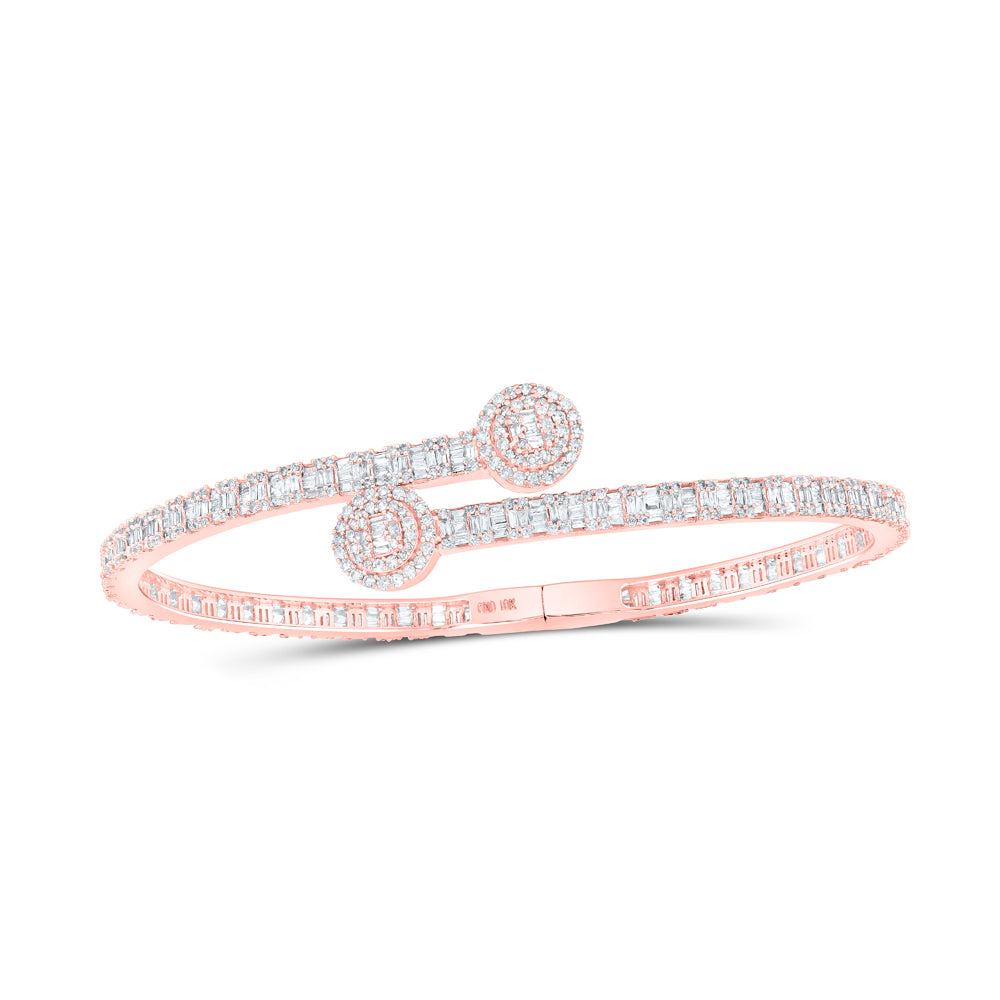 10kt Rose Gold Women's Baguette Diamond Bangle 2-3/4 ctw