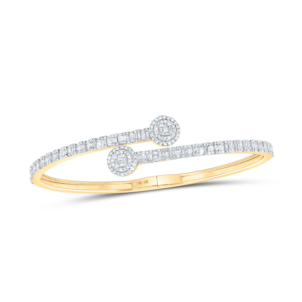 10kt Yellow Gold Women's Baguette Diamond Bangle 1-3/4 ctw