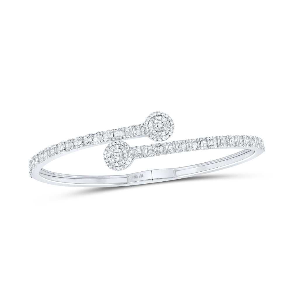 10kt White Gold Women's Diamond Bangle 1-3/4 ctw
