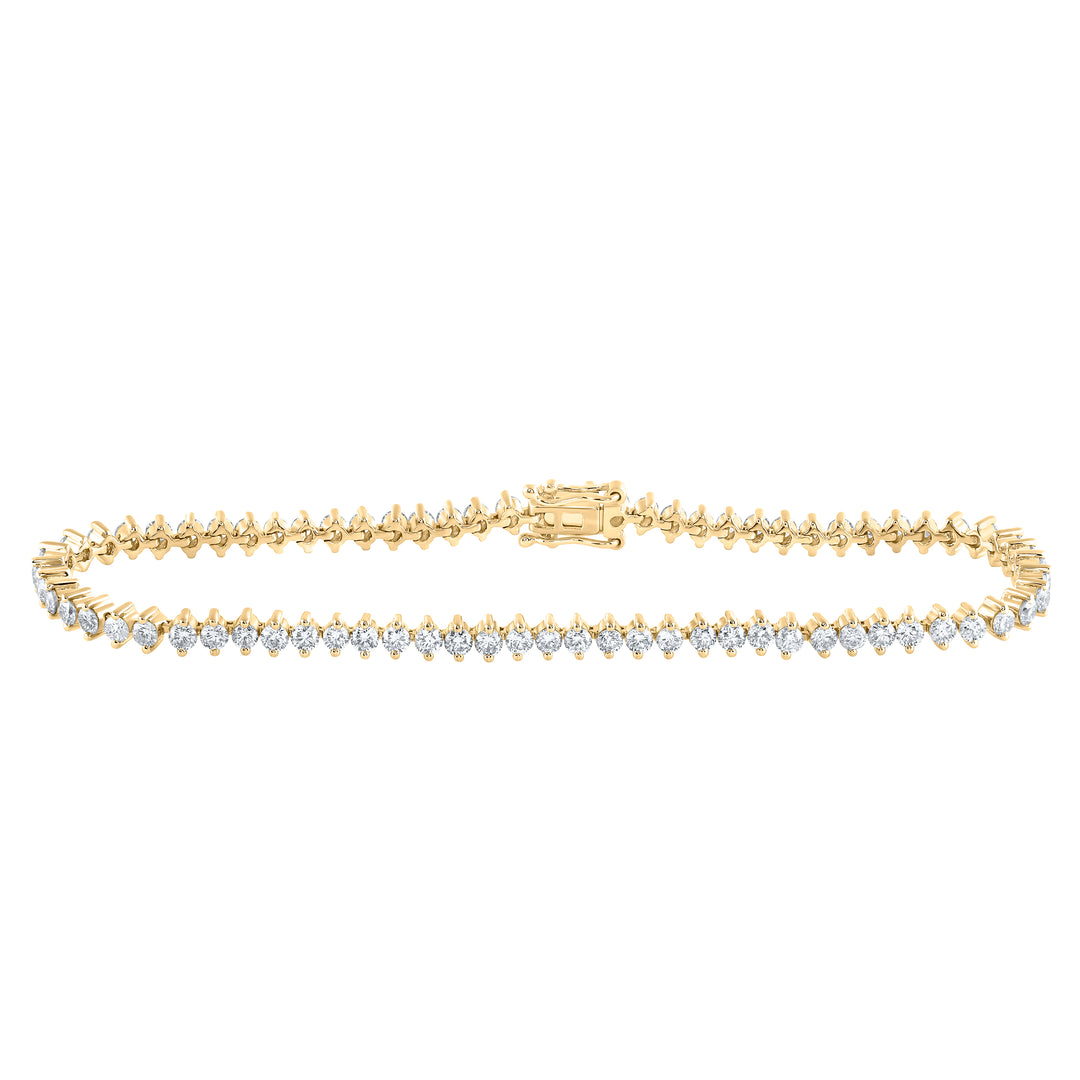 14kt Yellow Gold Women's Diamond Tennis Bracelet 3-1/4 ctw
