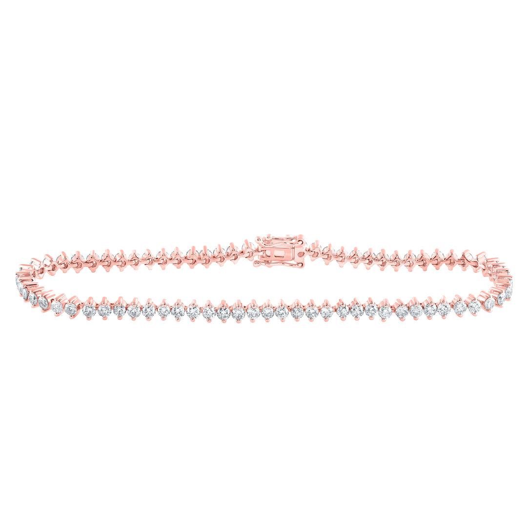 14kt Rose Gold Women's Diamond Tennis Bracelet 3-1/4 ctw