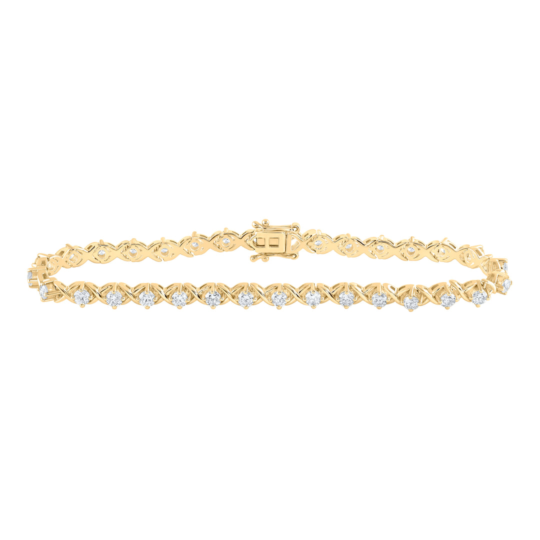 14kt Yellow Gold Women's Diamond Tennis Bracelet 2-5/8 ctw