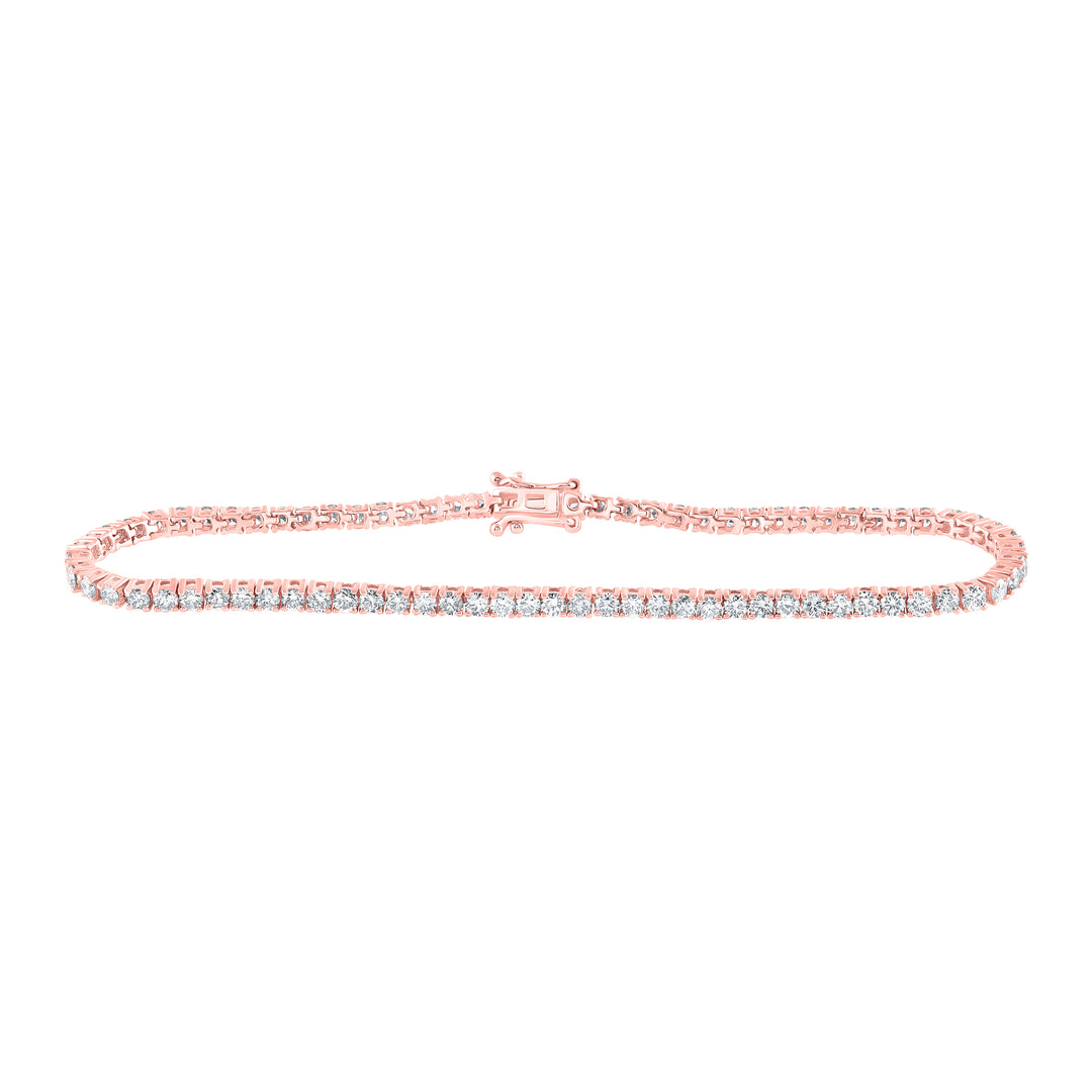 14kt Rose Gold Women's Diamond Tennis Bracelet 3-3/8 ctw