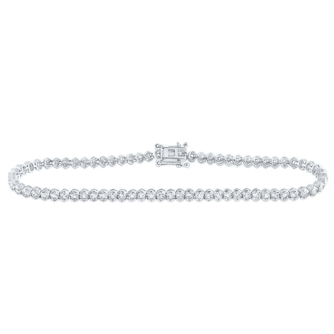 14kt White Gold Women's Diamond Tennis Bracelet 3 ctw