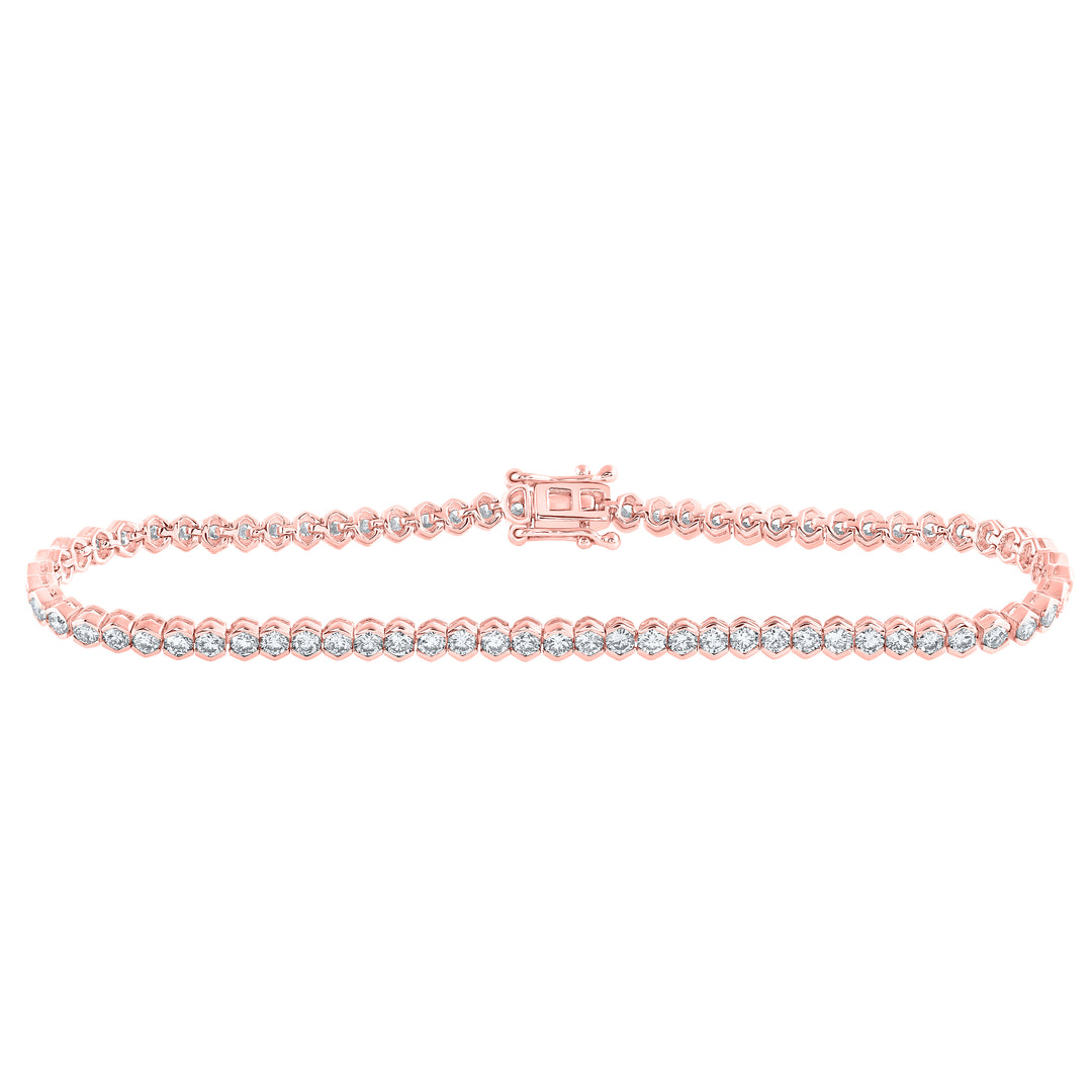 14kt Rose Gold Women's Diamond Tennis Bracelet 3 ctw