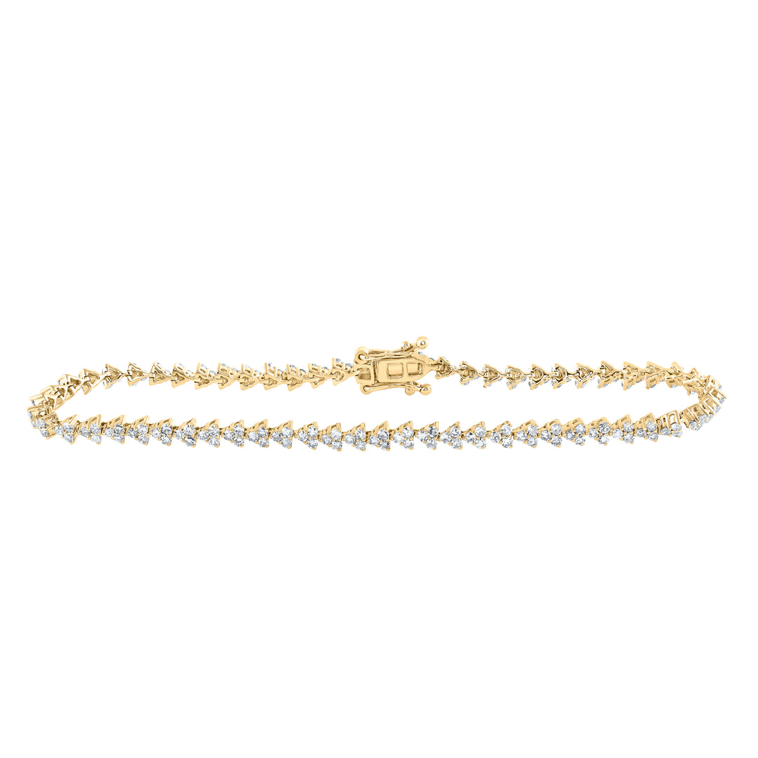 14kt Yellow Gold Women's Diamond Tennis Bracelet 1-7/8 ctw