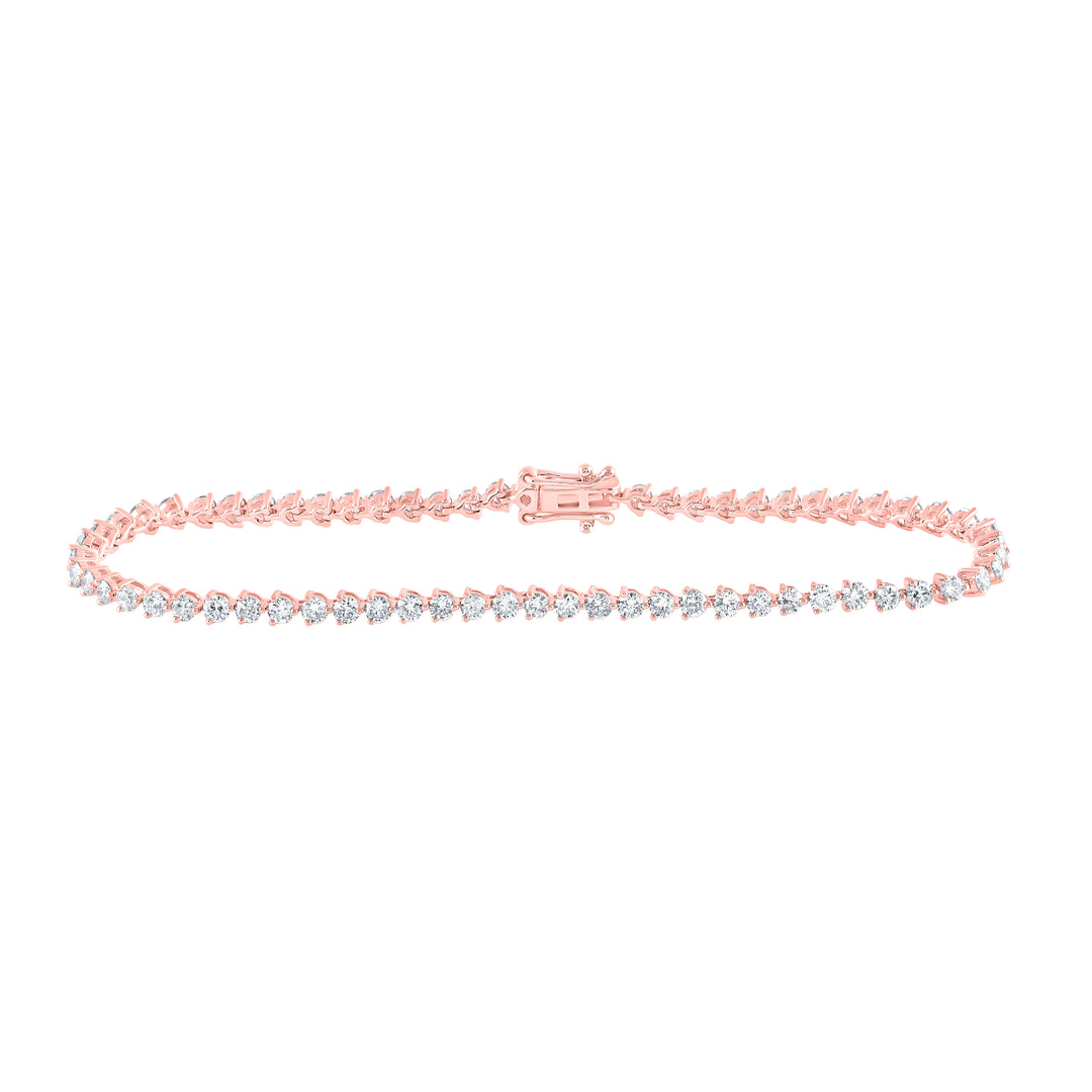 14kt Rose Gold Women's Diamond Tennis Bracelet 2-3/4 ctw