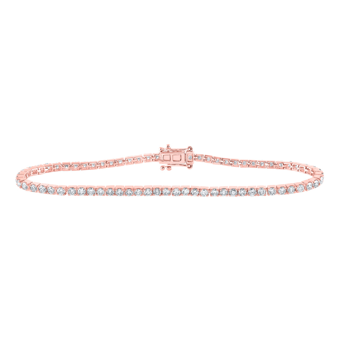 14kt Rose Gold Women's Diamond Tennis Bracelet 2-7/8 ctw