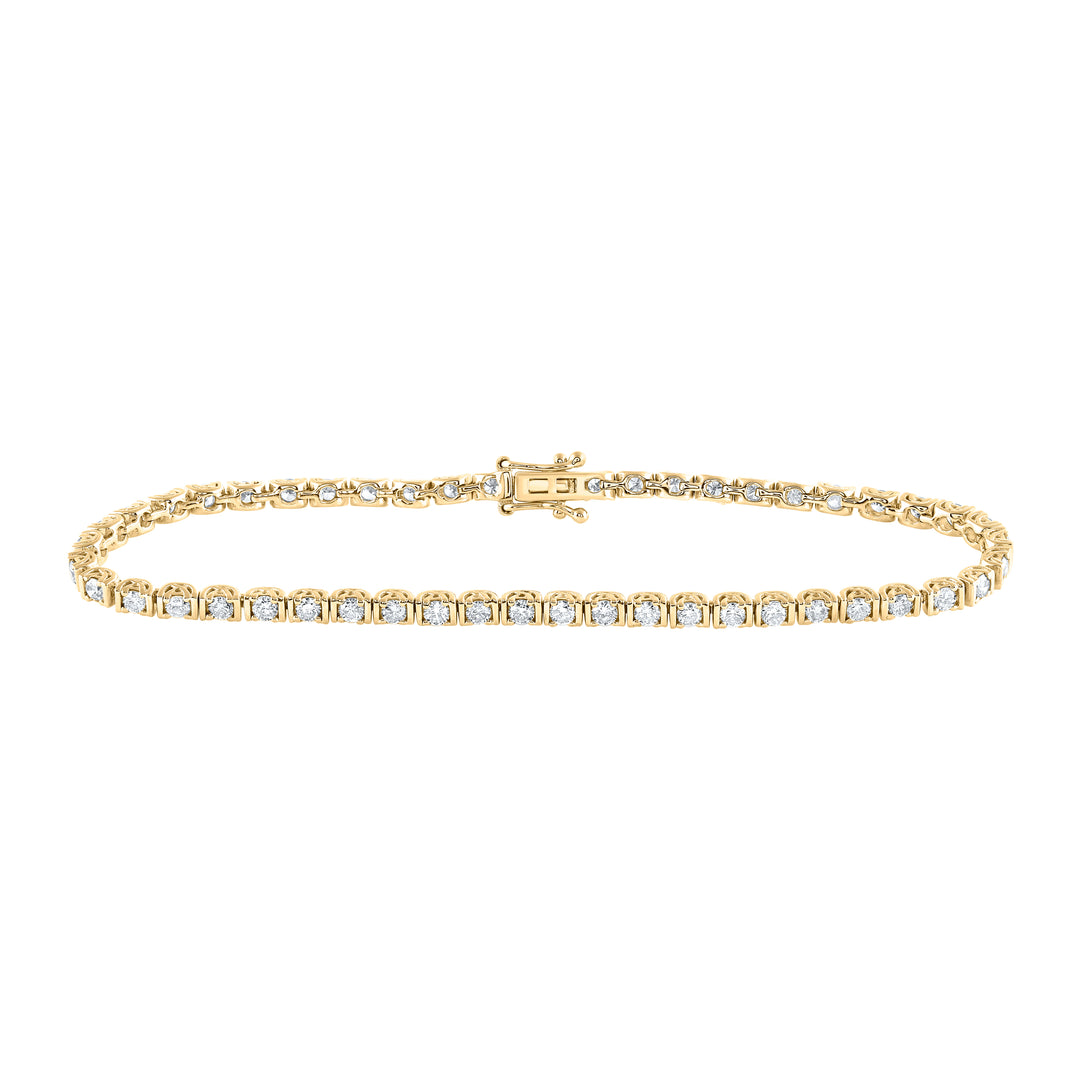 14kt Yellow Gold Women's Diamond Tennis Bracelet 2 ctw