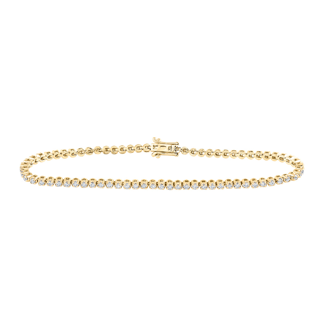 14kt Yellow Gold Women's Diamond Tennis Bracelet 1-1/4 ctw