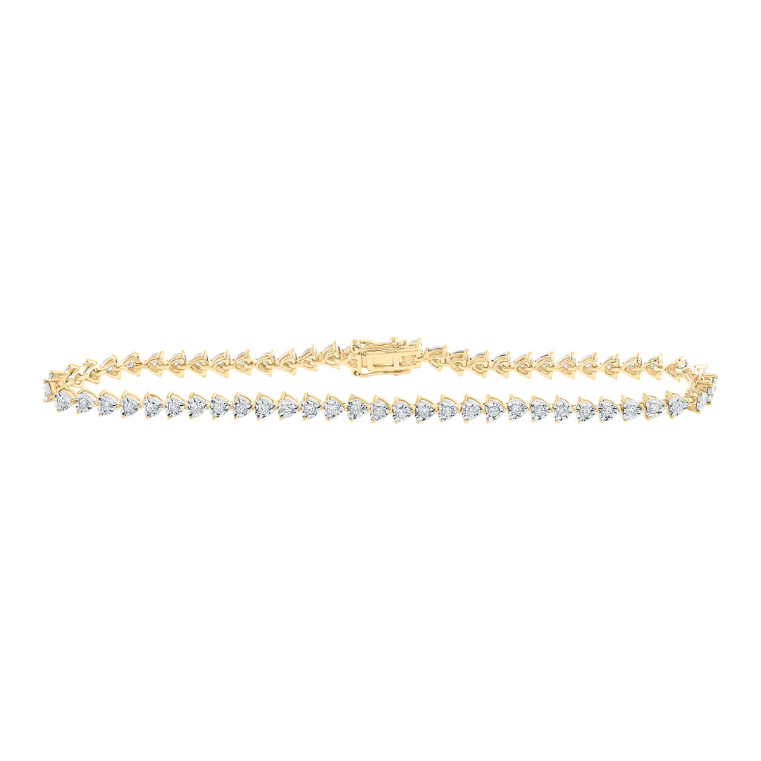 10kt Yellow Gold Women's Diamond Heart Bracelet 1 ctw