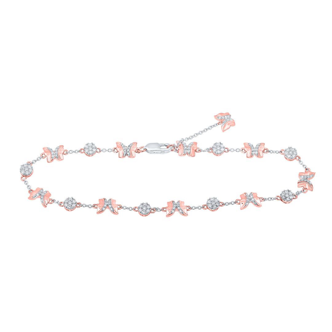 10kt Two-tone Gold Women's Diamond Butterfly Bracelet 1/2 ctw