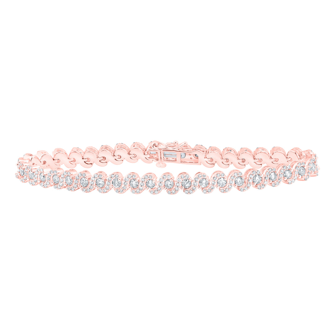 10kt Rose Gold Women's Diamond Bracelet 3-1/3 ctw