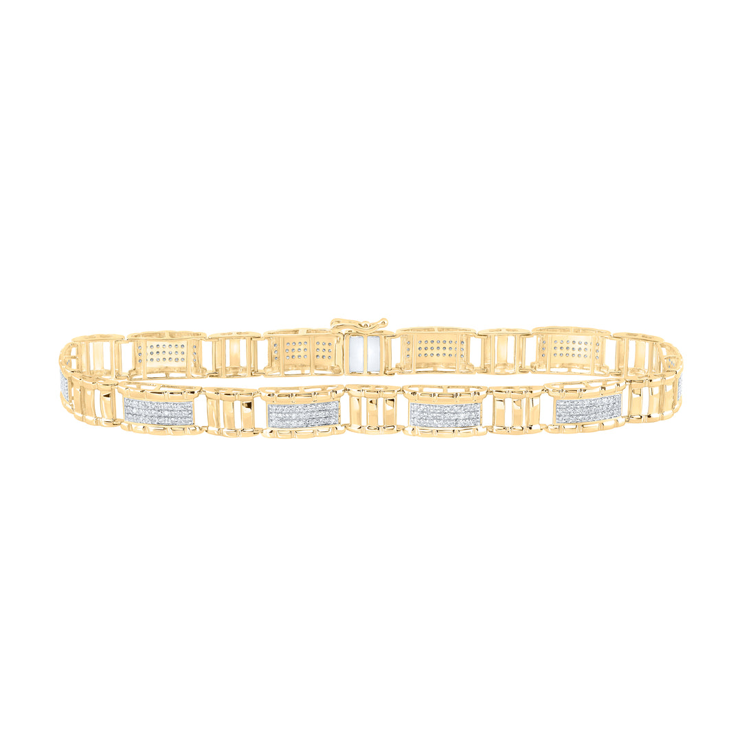 10kt Yellow Gold Men's Diamond Bracelet 1-1/4 ctw