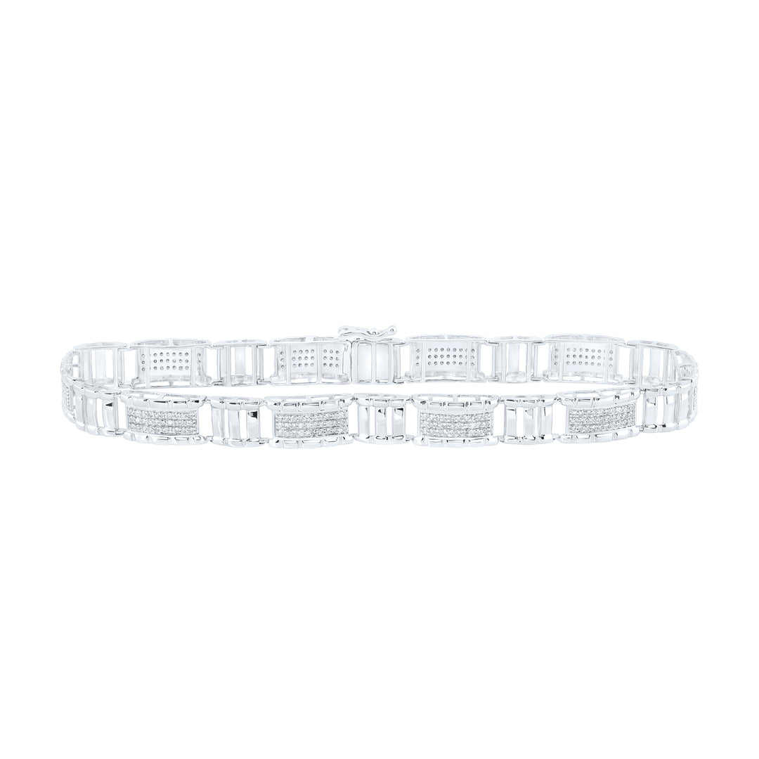 10kt White Gold Men's Diamond Bracelet 1-1/4 ctw