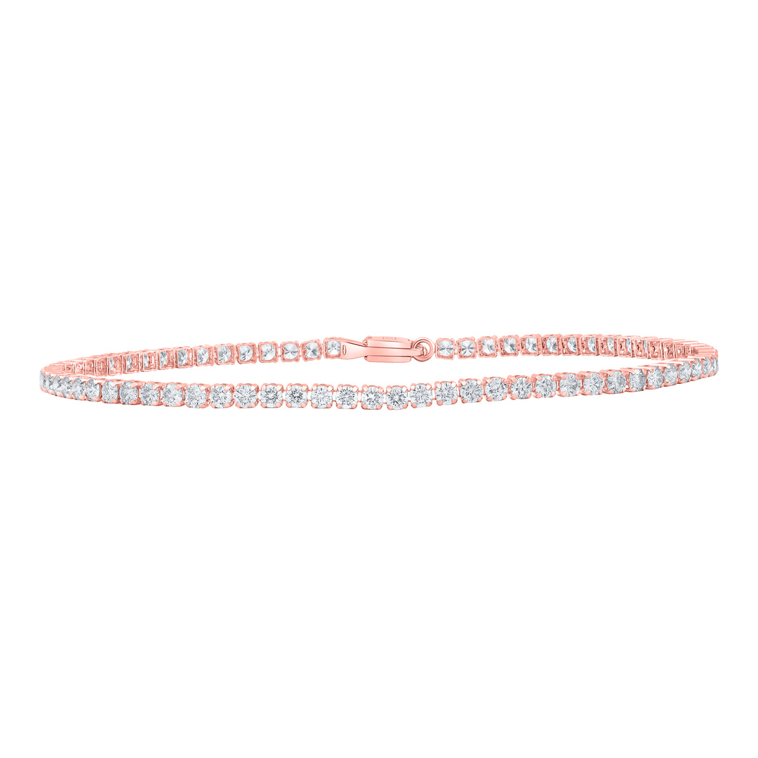 14kt Rose Gold Women's Diamond Tennis Bracelet 3 ctw