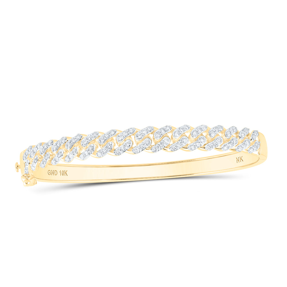 10kt Yellow Gold Women's Diamond Cuban Link Bangle 1-5/8 ctw
