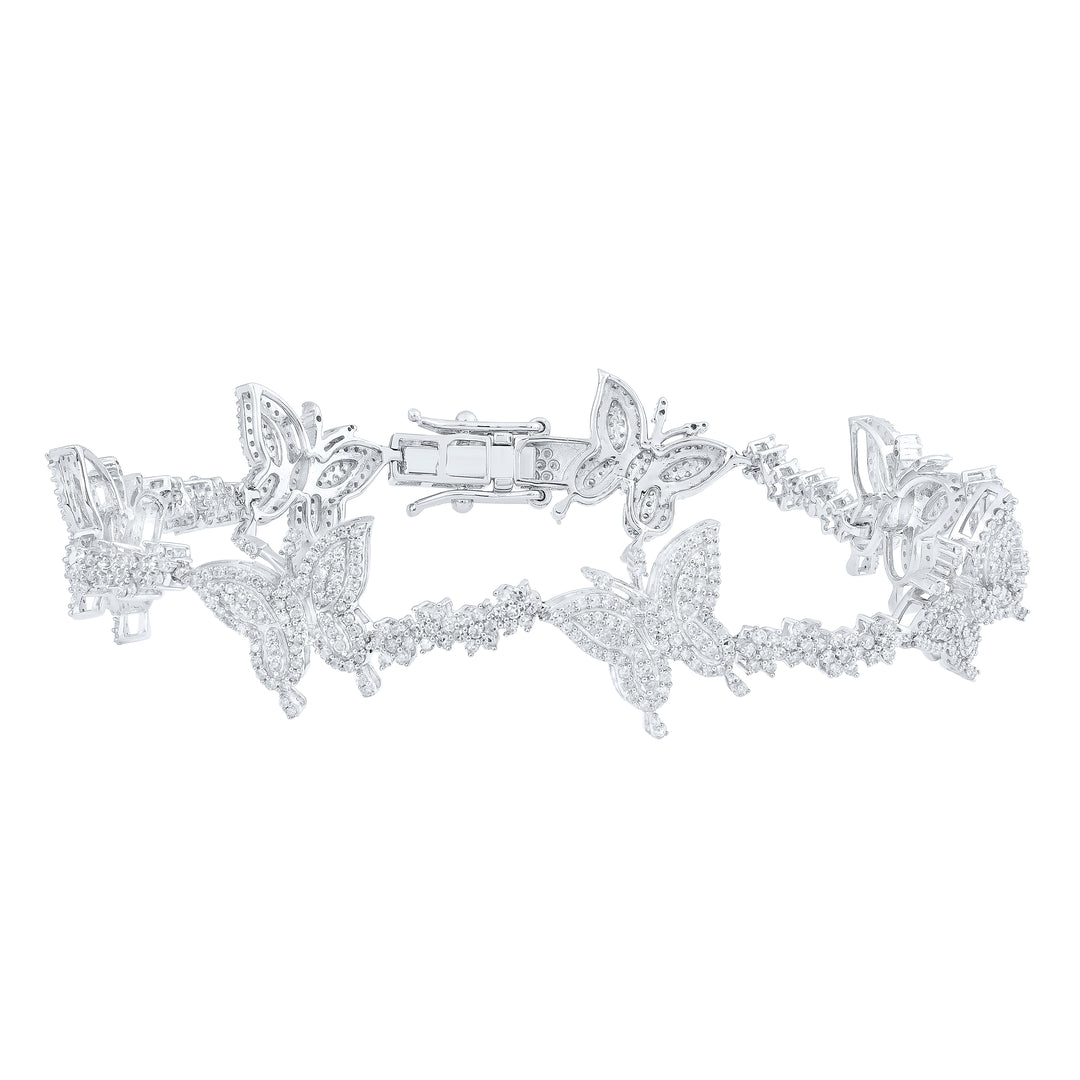 10kt White Gold Women's Diamond Butterfly Bracelet 2-5/8 ctw