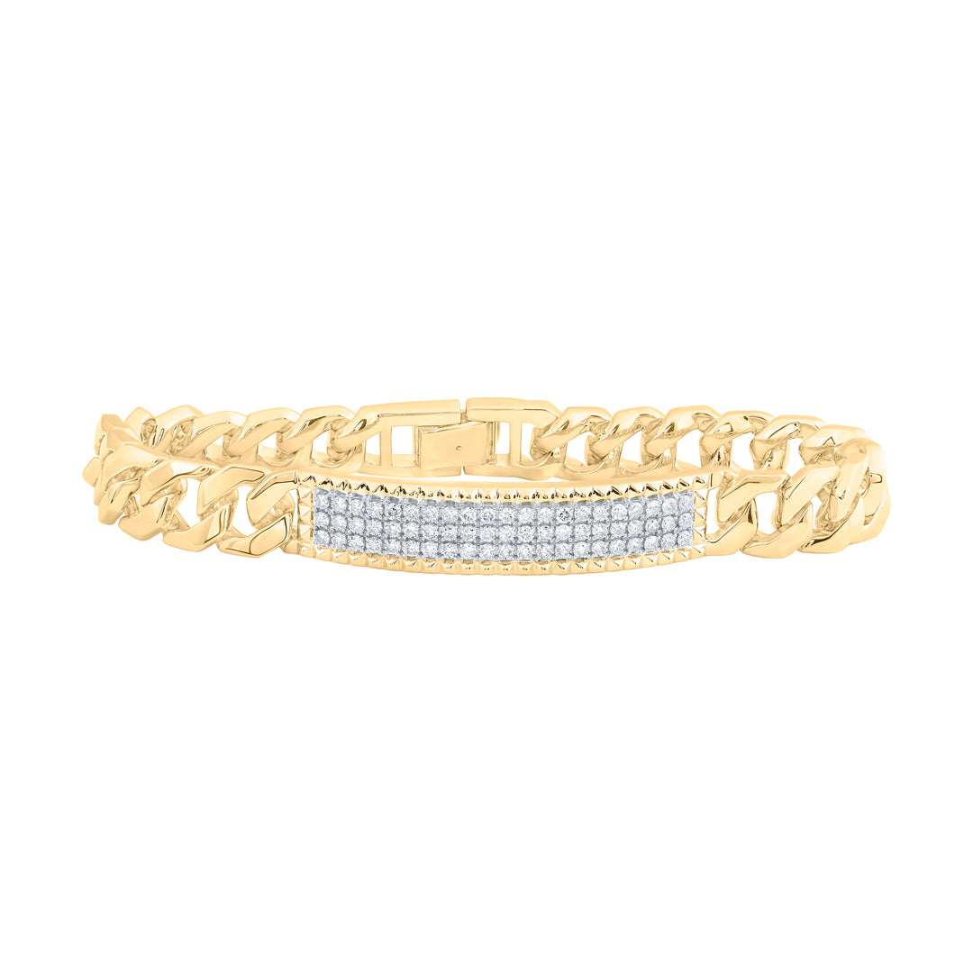 14kt Yellow Gold Men's Diamond Bracelet 1-1/2 ctw