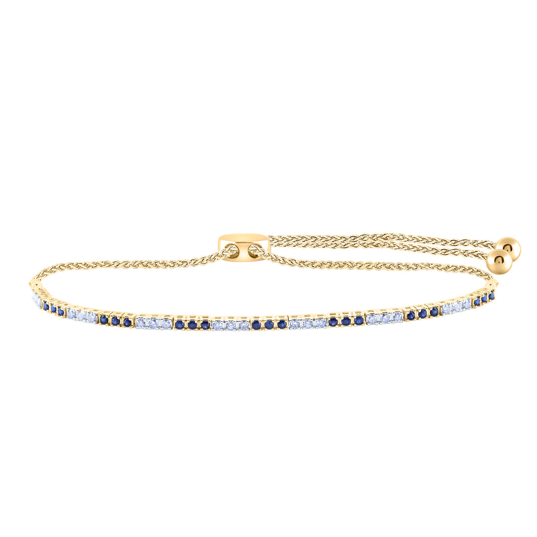 14kt Yellow Gold Women's Natural Blue Sapphire & Diamond Bracelet 1/2 ctw
