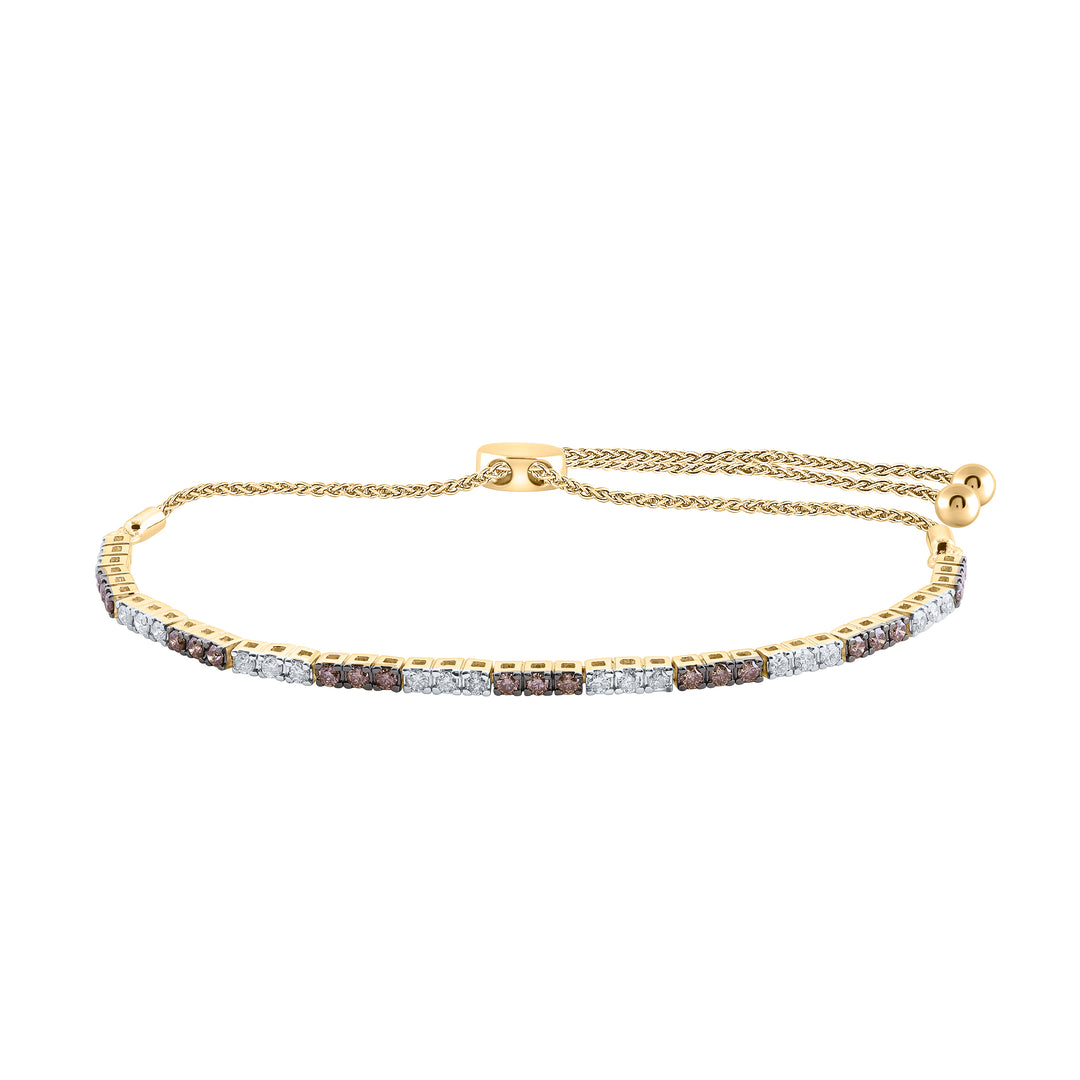 14kt Yellow Gold Women's Brown Diamond Bracelet 1 ctw