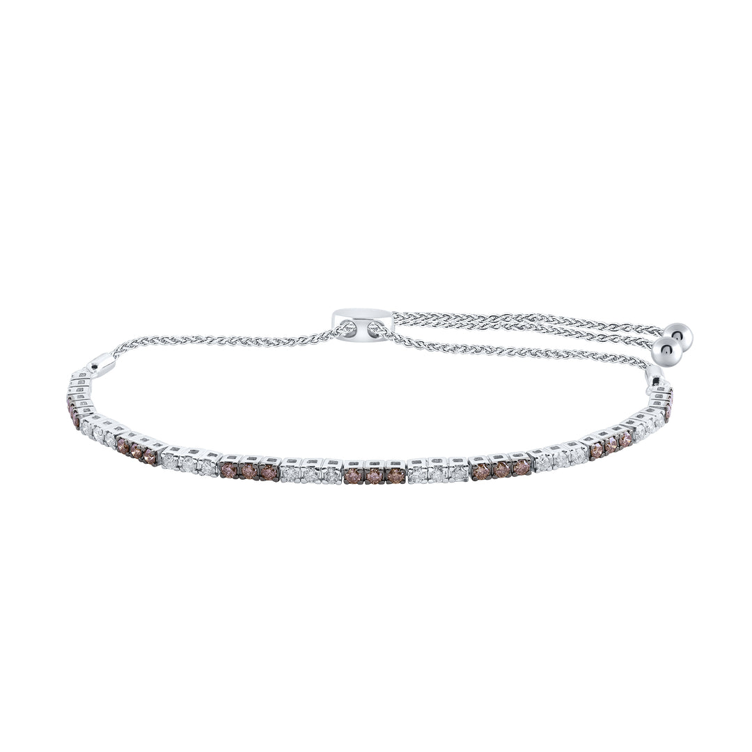 14kt White Gold Women's Brown Diamond Bracelet 1 ctw