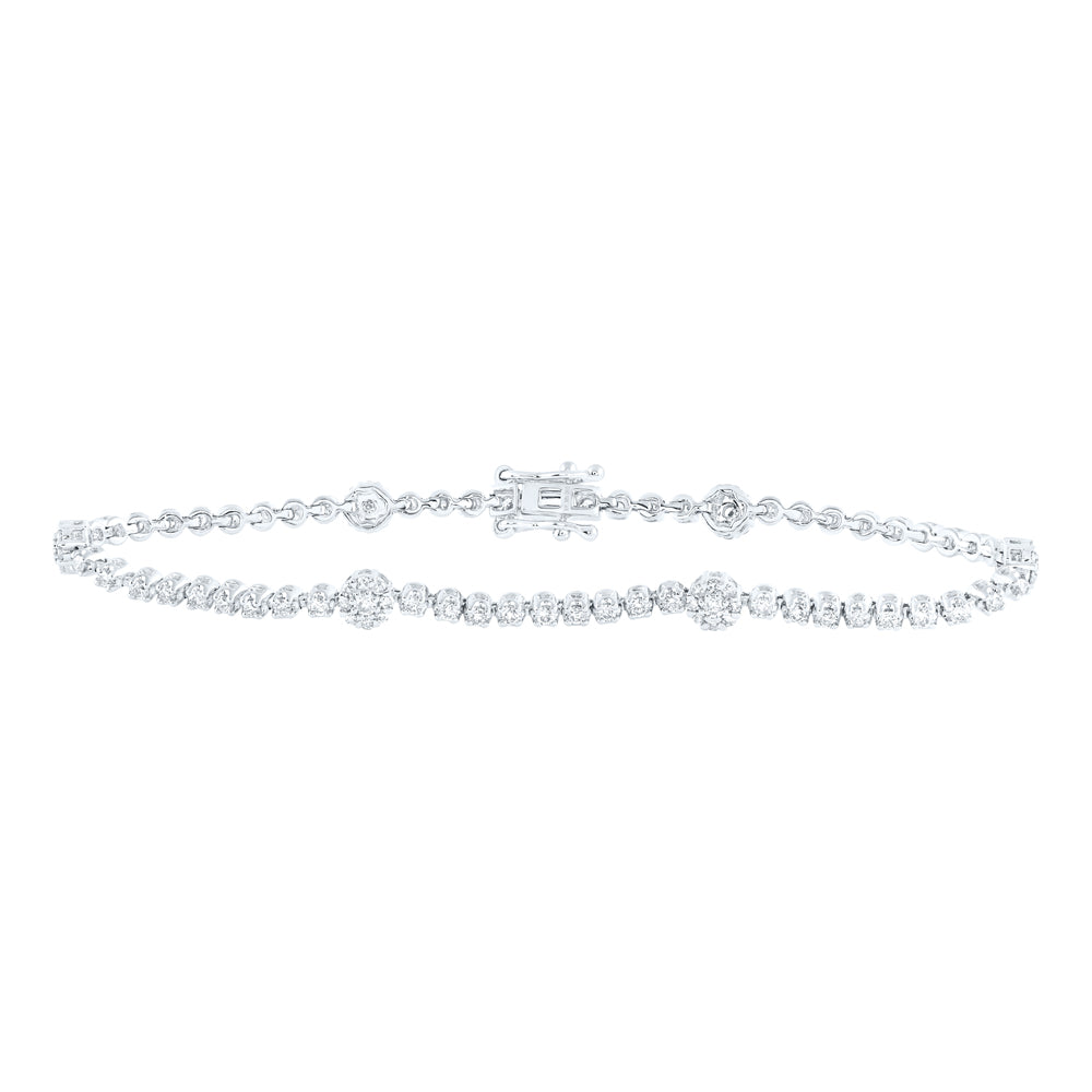 10kt White Gold Women's Diamond Bracelet 1-1/2 ctw