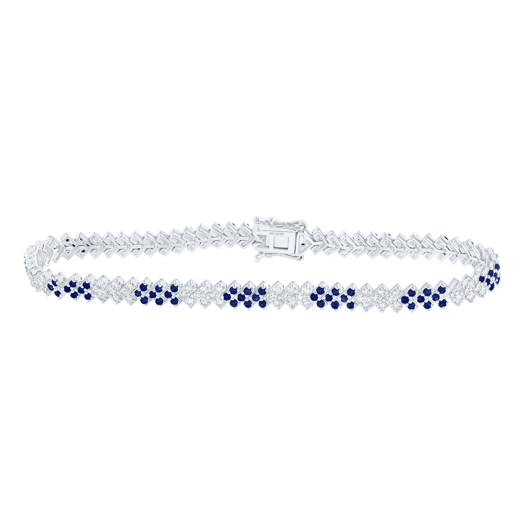 14kt White Gold Women's Natural Blue Sapphire & Diamond Bracelet 1-1/3 ctw
