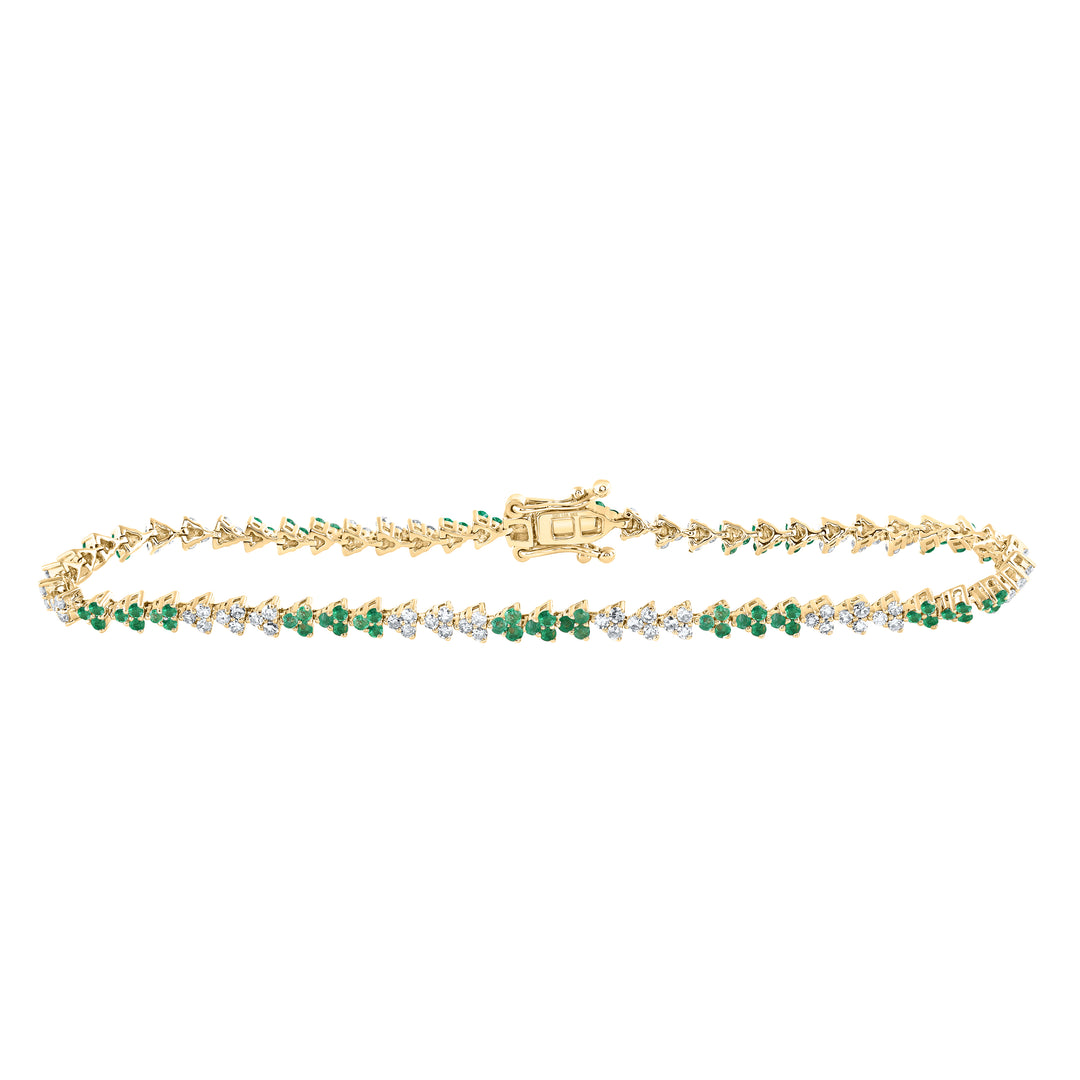 14kt Yellow Gold Women's Green Natural Emerald & Diamond Bracelet 3/4 ctw