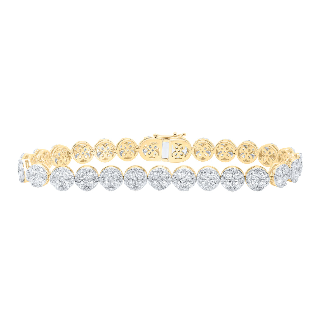 14kt Yellow Gold Women's Diamond Flower Bracelet 9 ctw