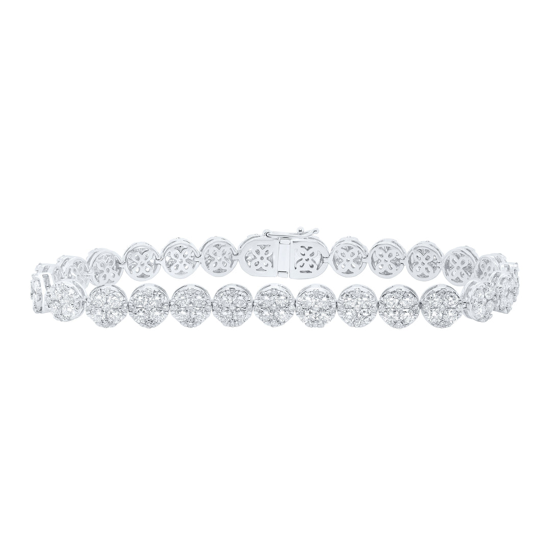 14kt White Gold Women's Diamond Flower Bracelet 9 ctw